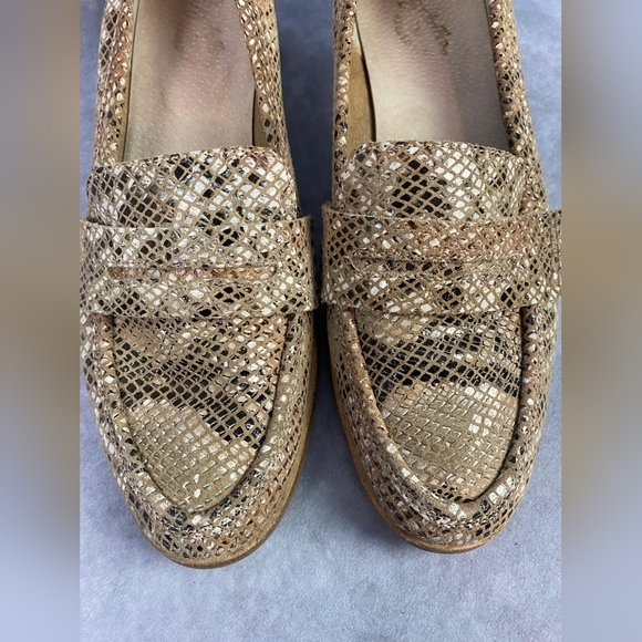 Anthropologie Seychelles Weekenders Tan Tiger Eye Reptile Leather Loafers Sz 8.5 - Picture 12 of 12